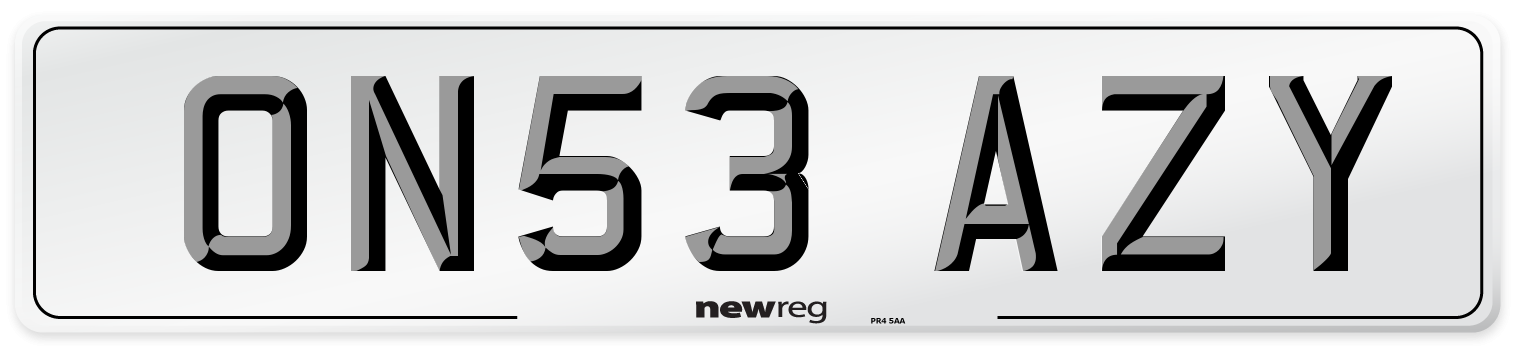 ON53 AZY Number Plate from New Reg